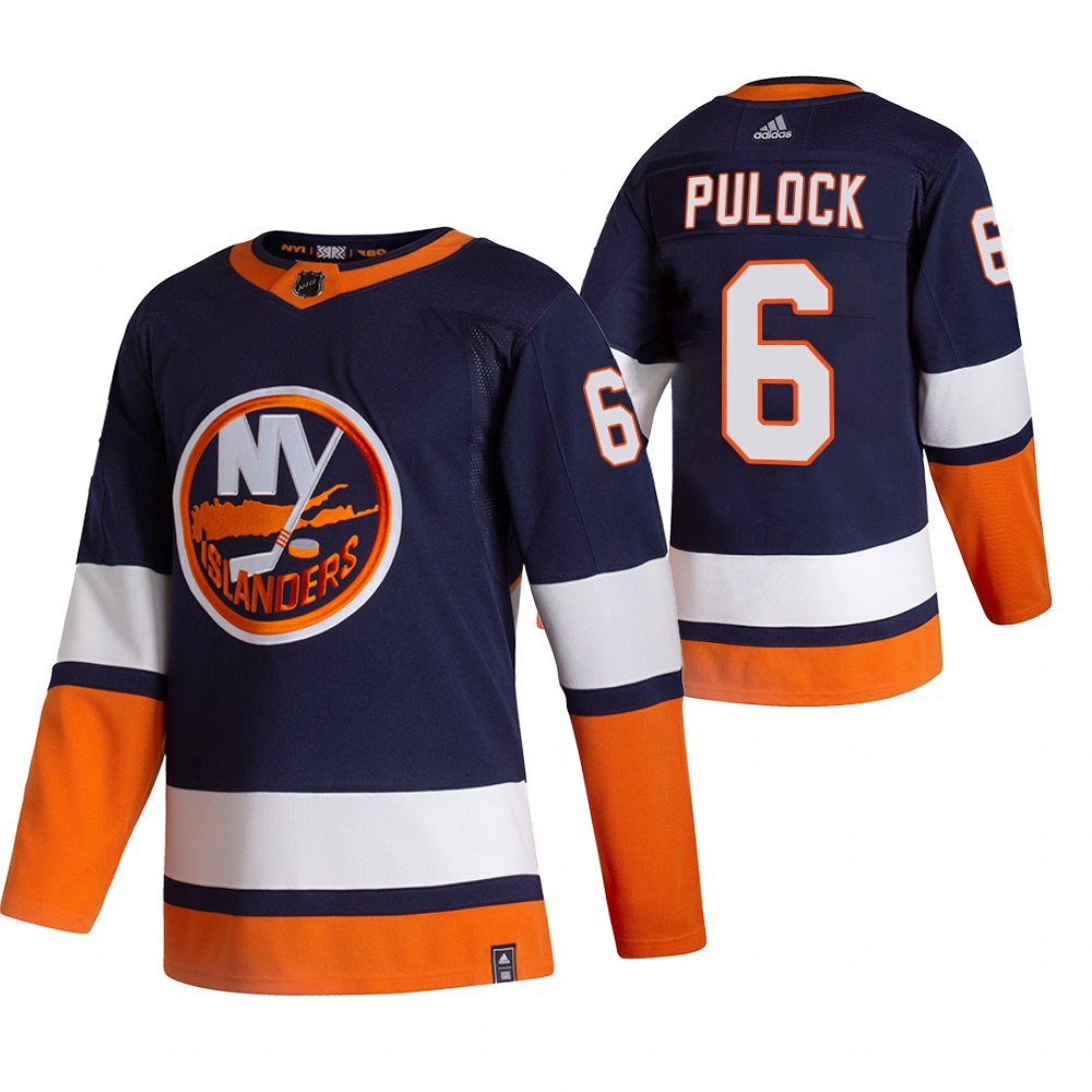 2021 Adidias New York Islanders #6 Ryan Pulock Navy Blue Men Reverse Retro Alternate NHL Jersey